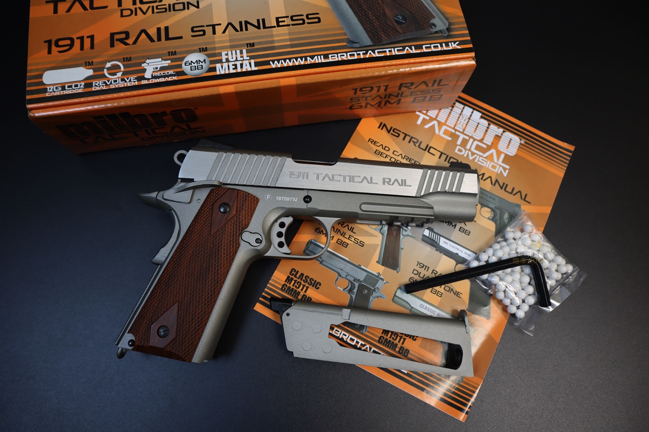 KWC MILBRO 1911鱼骨版银色CO2枪-1911经典战术手枪图2