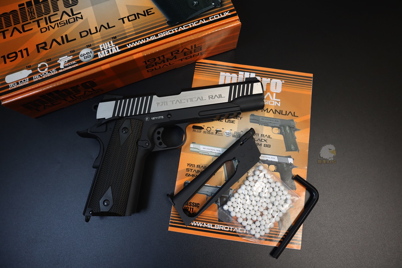 KWC MILBRO 1911鱼骨版银黑CO2枪-1911经典战术手枪图2