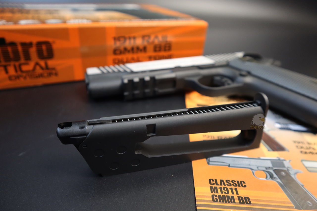KWC MILBRO 1911鱼骨版银黑CO2枪-1911经典战术手枪图3