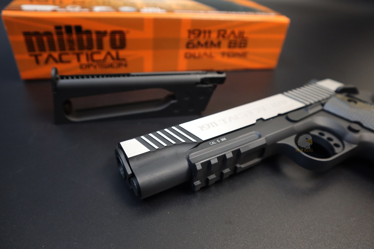 KWC MILBRO 1911鱼骨版银黑CO2枪-1911经典战术手枪图5