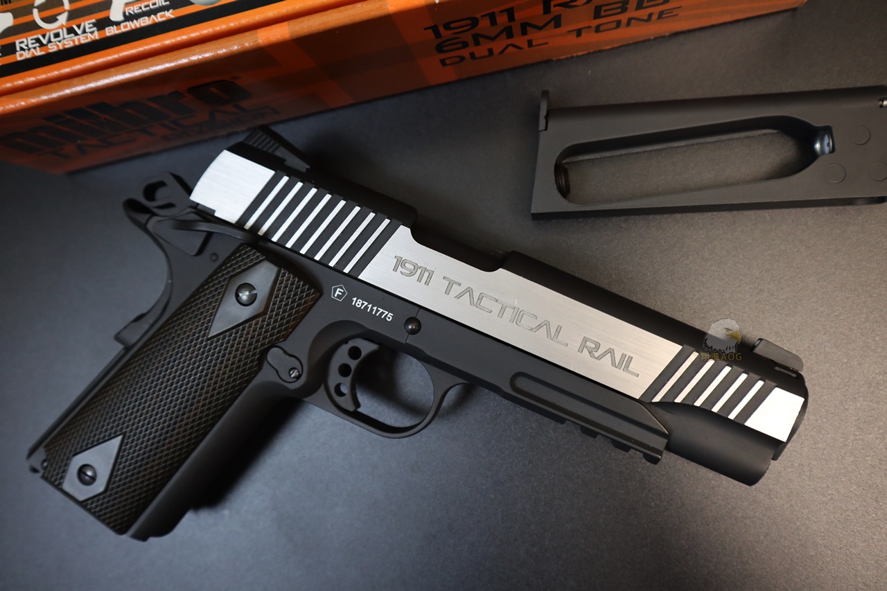 KWC MILBRO 1911鱼骨版银黑CO2枪-1911经典战术手枪图7