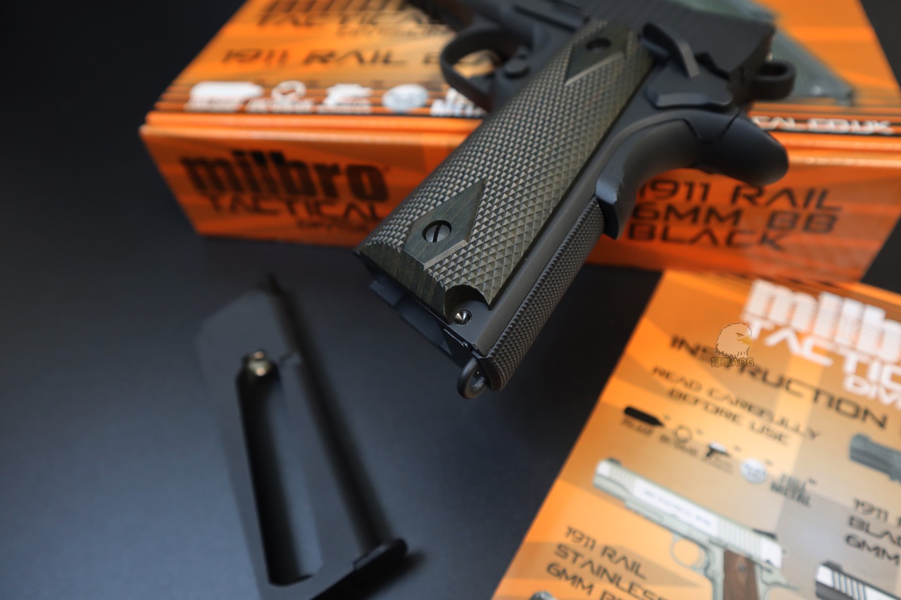 KWC MILBRO 1911鱼骨版黑CO2手枪-1911经典战术轨道CO2枪图2