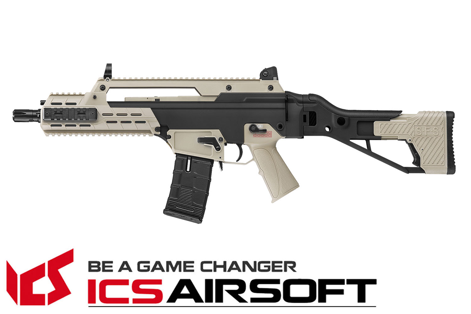 ICS(双色)电动步枪-AAR SFS狙击折叠托长枪-生存游戏电动枪图1