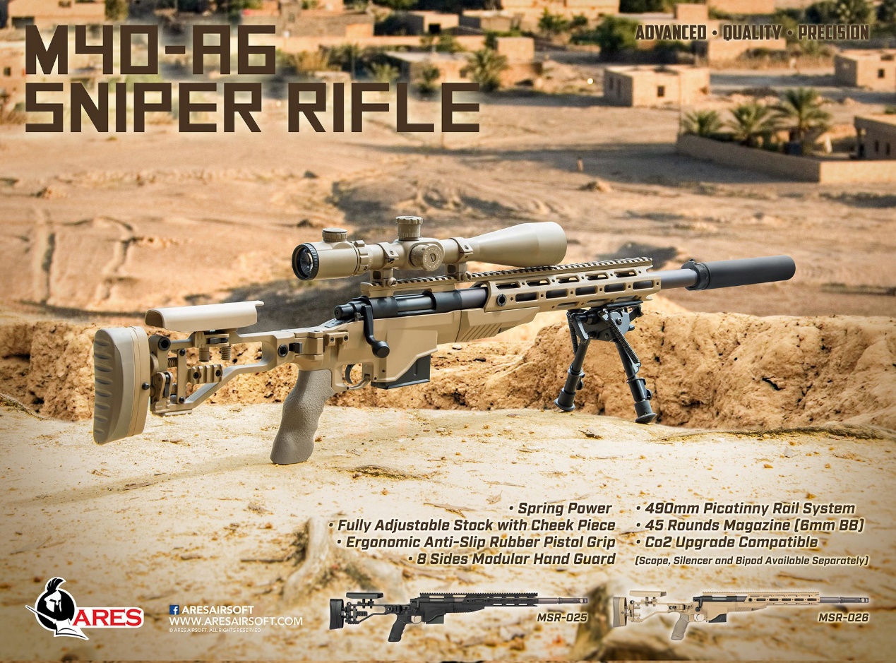 ARES M40A6(黑)空气手拉狙击枪-全金属生存游戏狙击长枪图9