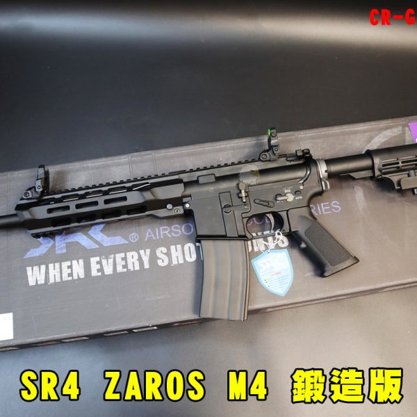 SRC双动力突击步枪 SR4 ZAROS M4锻造版瓦斯枪 GBB伸缩后托突击步枪-折叠罩门准星