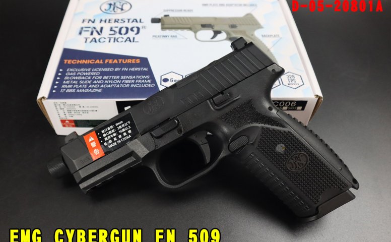EMG CYBERGUN FN 509瓦斯手枪 双鹰授权刻字GBB瓦斯手枪 D-05-20801A短枪